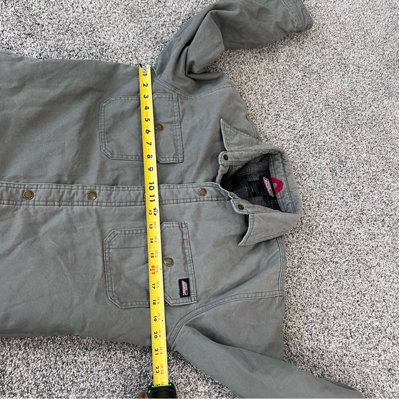 Dickies Jacket Canvas Work Chore Flannel Lined Snap Button Grey Cotton Men’s M - Picture 7 of 11